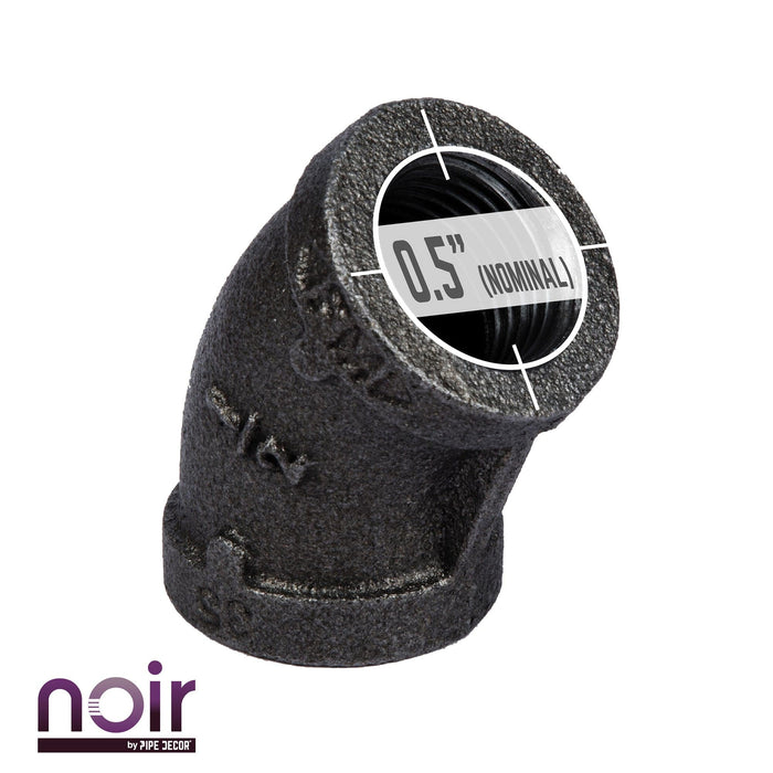 1/2 in. Prefinished Matte Black 45-Degree Elbow - Sweatfully