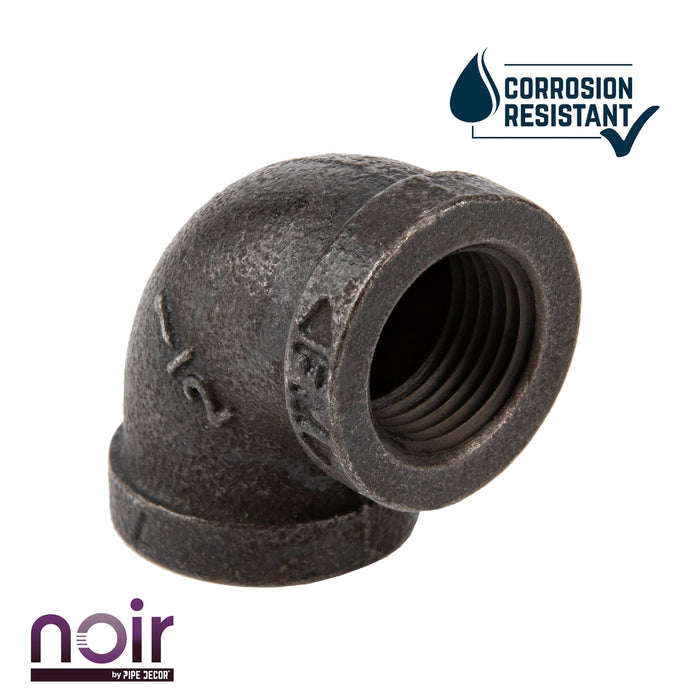 1/2 in. Prefinished Matte Black 90 Degree Elbow - Sweatfully