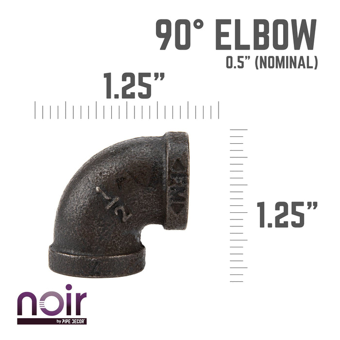 1/2 in. Prefinished Matte Black 90 Degree Elbow - Sweatfully