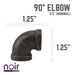 1/2 in. Prefinished Matte Black 90 Degree Elbow - Sweatfully