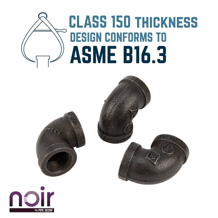 1/2 in. Prefinished Matte Black 90 Degree Elbow - Sweatfully