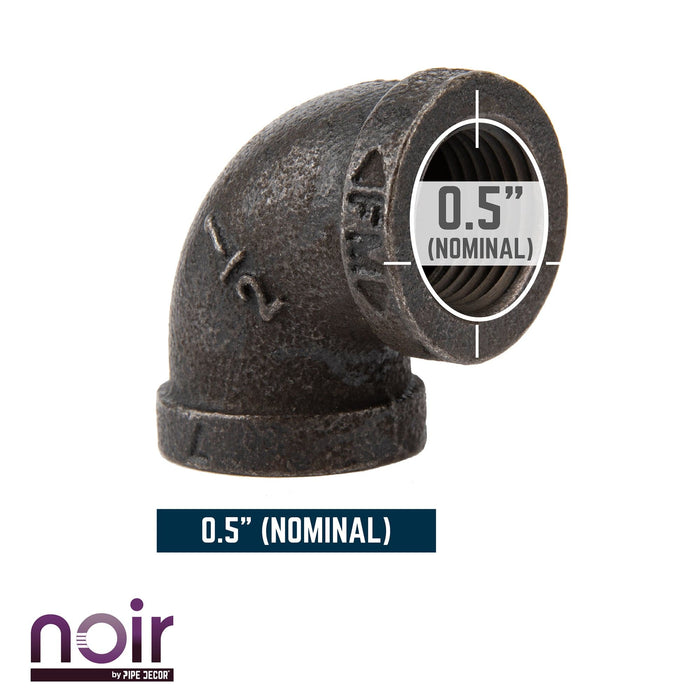 1/2 in. Prefinished Matte Black 90 Degree Elbow - Sweatfully