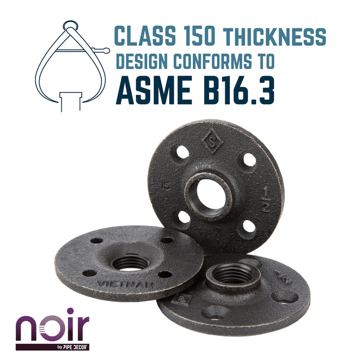 1/2 in. Prefinished Matte Black Floor Flange - Sweatfully