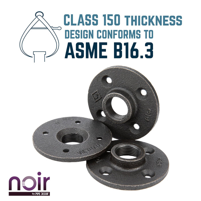 3/4 in. Prefinished Matte Black Floor Flange - Sweatfully