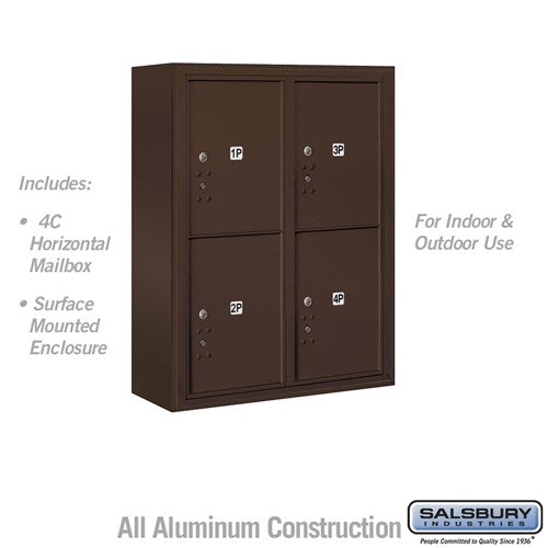 Salsbury 10 Door High Surface Mounted 4C Horizontal Parcel Locker with 4 Parcel Lockers in Bronze with USPS Access - Sweatfully