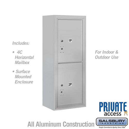 Salsbury 10 Door High Surface Mounted 4C Horizontal Parcel Locker with 2 Parcel Lockers in Aluminum with Private Access - Sweatfully