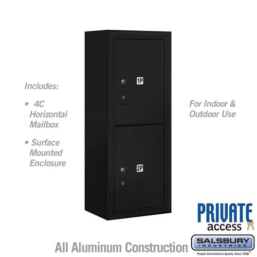 Salsbury 10 Door High Surface Mounted 4C Horizontal Parcel Locker with 2 Parcel Lockers in Black with Private Access - Sweatfully