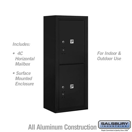 Salsbury 10 Door High Surface Mounted 4C Horizontal Parcel Locker with 2 Parcel Lockers in Black with USPS Access - Sweatfully