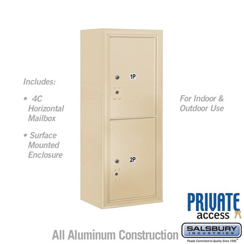 Salsbury 10 Door High Surface Mounted 4C Horizontal Parcel Locker with 2 Parcel Lockers in Sandstone with Private Access - Sweatfully