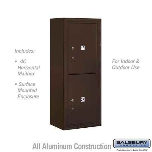 Salsbury 10 Door High Surface Mounted 4C Horizontal Parcel Locker with 2 Parcel Lockers in Bronze with USPS Access - Sweatfully