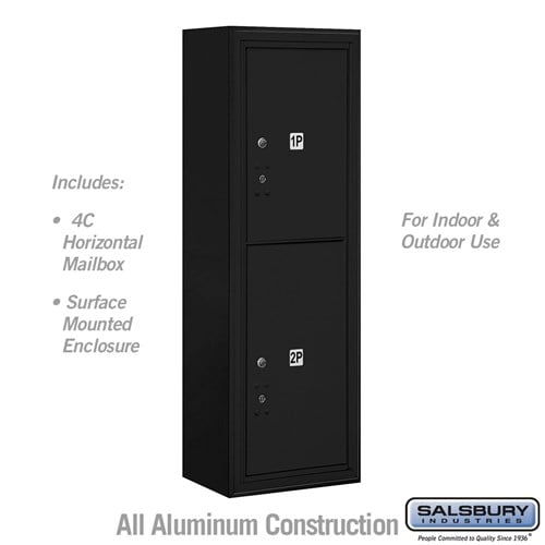 Salsbury 11 Door High Surface Mounted 4C Horizontal Parcel Locker with 2 Parcel Lockers in Black with USPS Access - Sweatfully