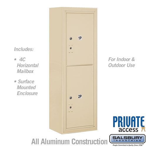 Salsbury 11 Door High Surface Mounted 4C Horizontal Parcel Locker with 2 Parcel Lockers in Sandstone with Private Access - Sweatfully