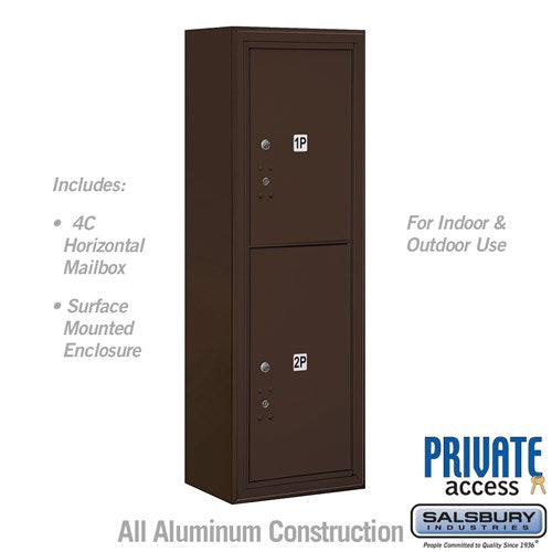 Salsbury 11 Door High Surface Mounted 4C Horizontal Parcel Locker with 2 Parcel Lockers in Bronze with Private Access - Sweatfully