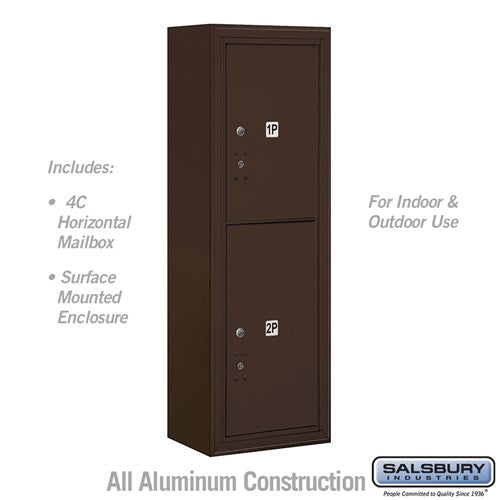 Salsbury 11 Door High Surface Mounted 4C Horizontal Parcel Locker with 2 Parcel Lockers in Bronze with USPS Access - Sweatfully