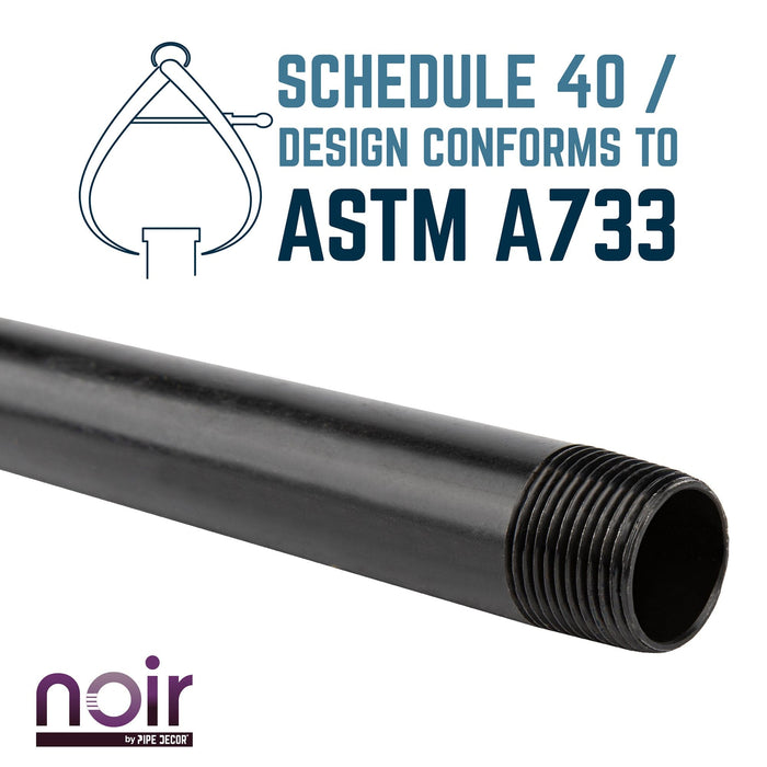 1/2 in. x 1 1/2 in. Prefinished Matte Black Pipe - Sweatfully