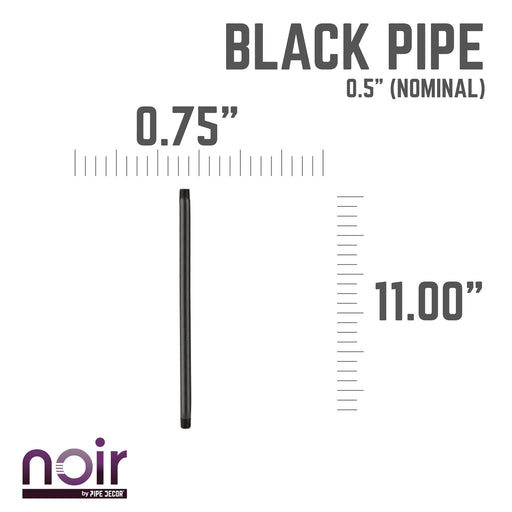 1/2 in. x 11 in. Prefinished Matte Black Pipe - Sweatfully