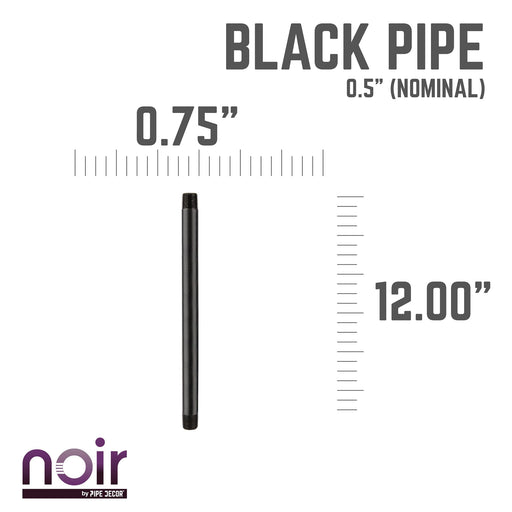 1/2 in. x 12 in. Prefinished Matte Black Pipe - Sweatfully