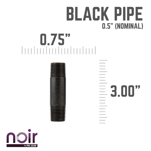 1/2 in. x 3 in. Prefinished Matte Black Pipe - Sweatfully