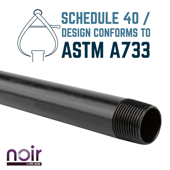 1/2 in. x 3 in. Prefinished Matte Black Pipe - Sweatfully