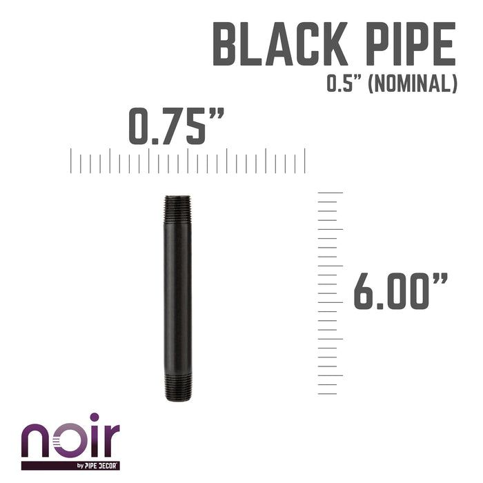 1/2 in. x 6 in. Prefinished Matte Black Pipe - Sweatfully