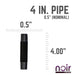 1/2 in. x 4 in. Prefinished Matte Black Pipe - Sweatfully