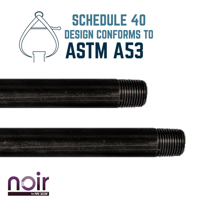 1/2 in. x 8 in. Prefinished Matte Black Pipe - Sweatfully