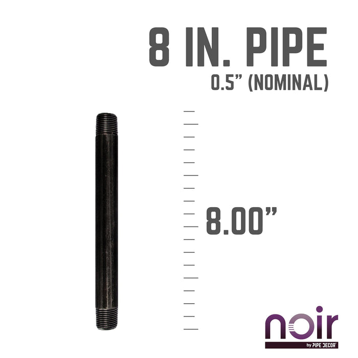 1/2 in. x 8 in. Prefinished Matte Black Pipe - Sweatfully