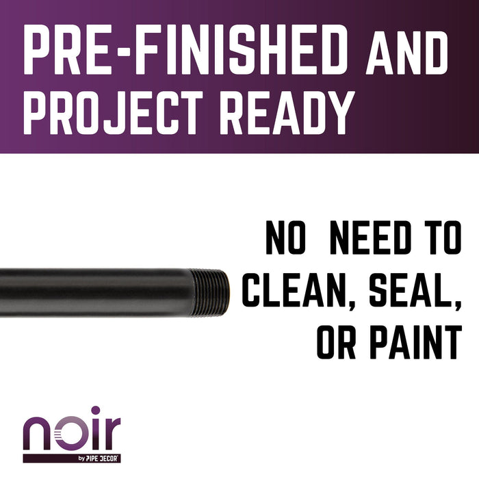 3/4 in. x 8 in. Prefinished Matte Black Pipe - Sweatfully