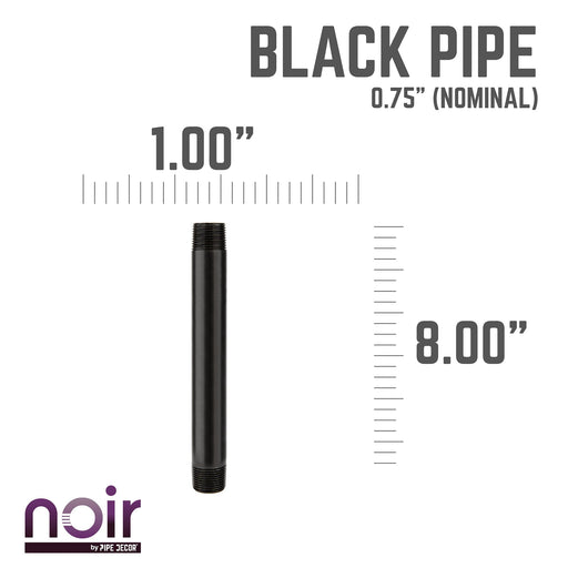 3/4 in. x 8 in. Prefinished Matte Black Pipe - Sweatfully