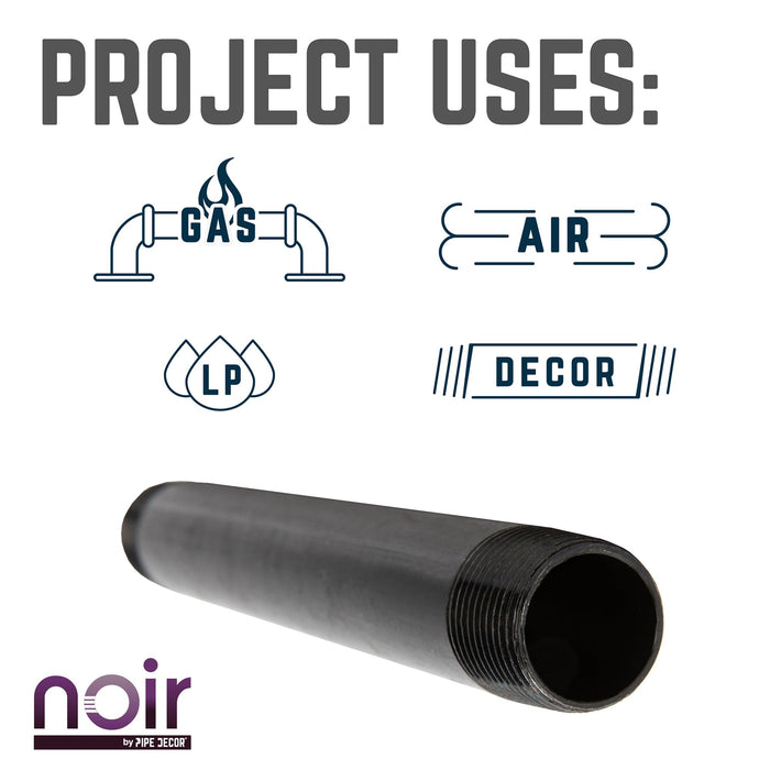 3/4 in. x 8 in. Prefinished Matte Black Pipe - Sweatfully
