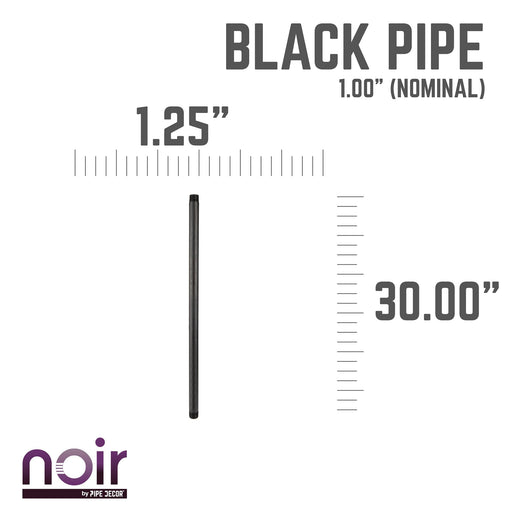 1 in. x 30 in. Prefinished Matte Black Pipe - Sweatfully