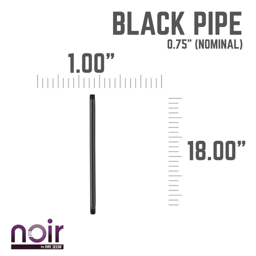 3/4 in. x 18 in. Prefinished Matte Black Pipe - Sweatfully