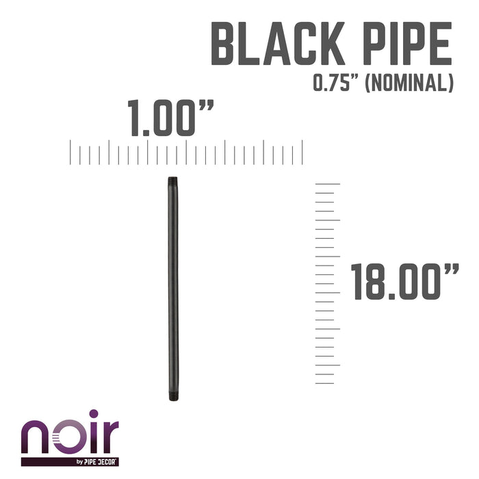 3/4 in. x 18 in. Prefinished Matte Black Pipe - Sweatfully