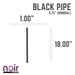 3/4 in. x 18 in. Prefinished Matte Black Pipe - Sweatfully