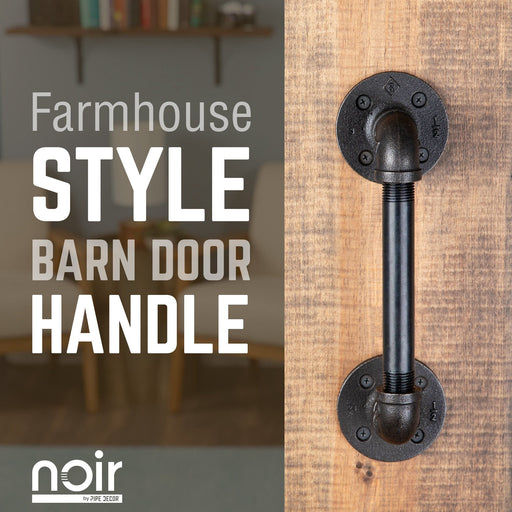 1/2 in. x 6 in. Noir Black Barn Door Handle - 10.5 in. L - Sweatfully