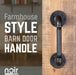 1/2 in. x 6 in. Noir Black Barn Door Handle - 10.5 in. L - Sweatfully