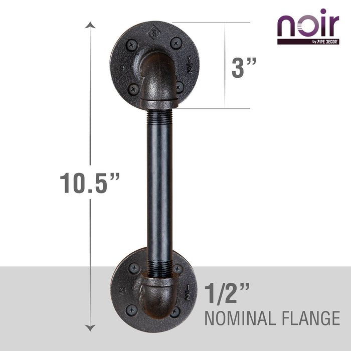 1/2 in. x 6 in. Noir Black Barn Door Handle - 10.5 in. L - Sweatfully