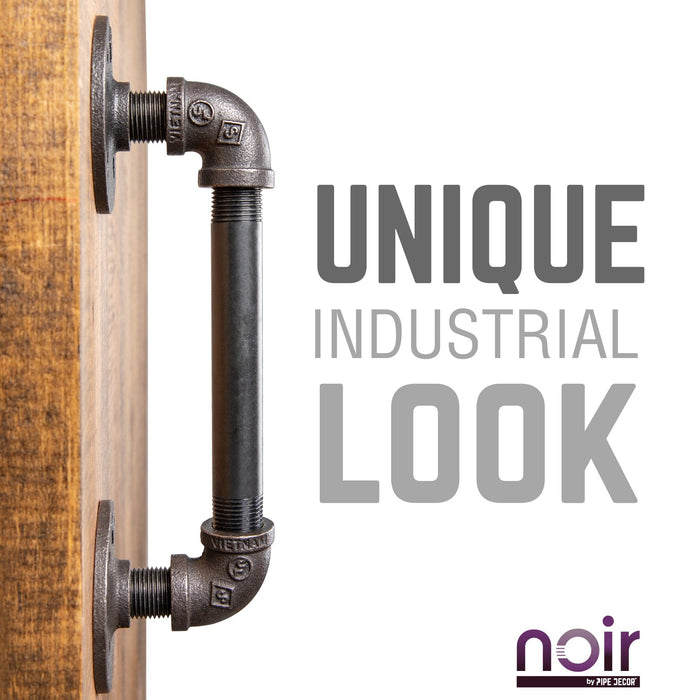 1/2 in. x 6 in. Noir Black Barn Door Handle - 10.5 in. L - Sweatfully