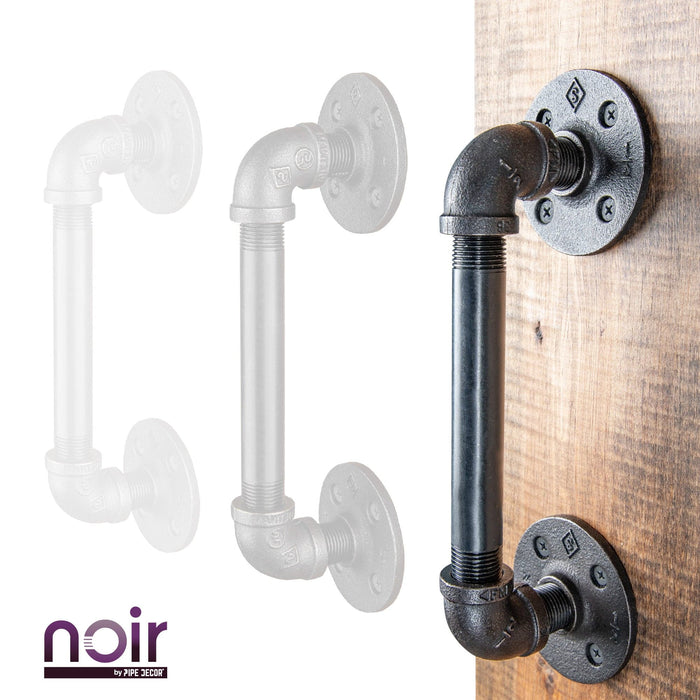 1/2 in. x 6 in. Noir Black Barn Door Handle - 10.5 in. L - Sweatfully