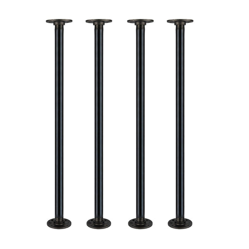 1 in. x 30 in.  Noir Black Round Flange Pipe Table Legs - 4 Pack - Sweatfully