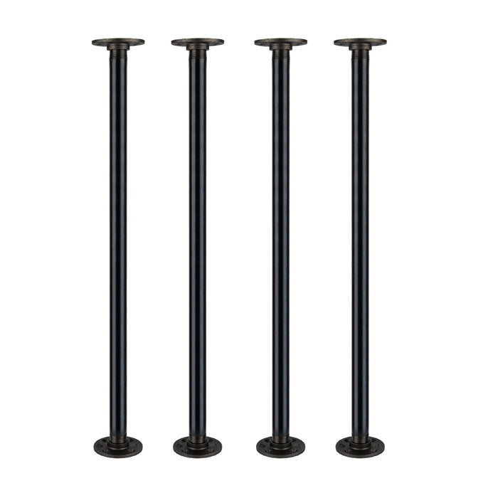 1 in. x 30 in.  Noir Black Round Flange Pipe Table Legs - 4 Pack - Sweatfully