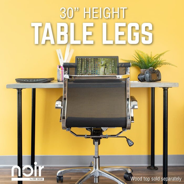 1 in. x 30 in.  Noir Black Round Flange Pipe Table Legs - 4 Pack - Sweatfully
