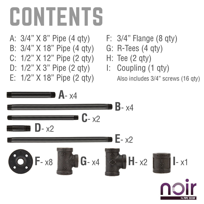 Noir Black H Desk by PIPE DECOR - Sweatfully