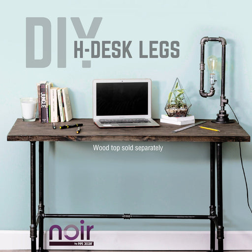 Noir Black H Desk by PIPE DECOR - Sweatfully