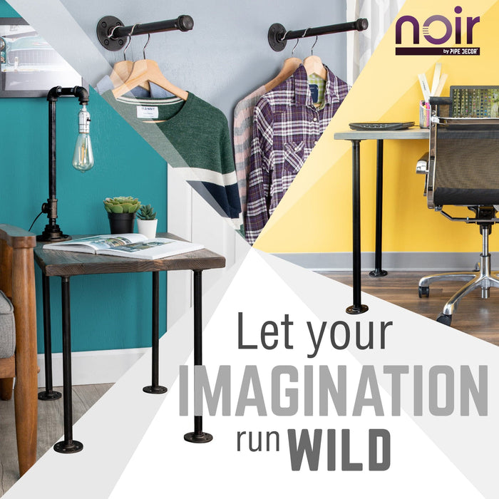 Noir Black H Desk by PIPE DECOR - Sweatfully