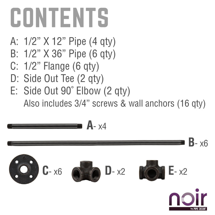 Noir Black Wall Mounted Double Hung Clothing Rack - Sweatfully