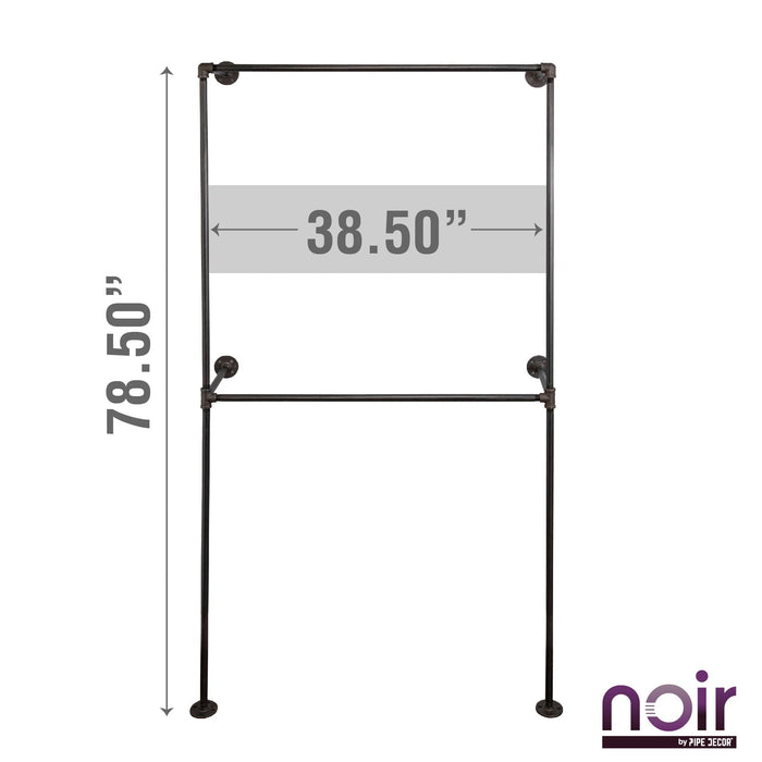 Noir Black Wall Mounted Double Hung Clothing Rack - Sweatfully