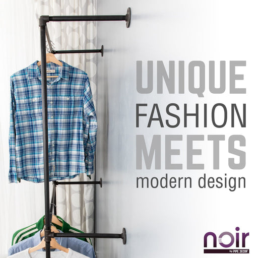 Noir Black Wall Mounted Double Hung Clothing Rack - Sweatfully