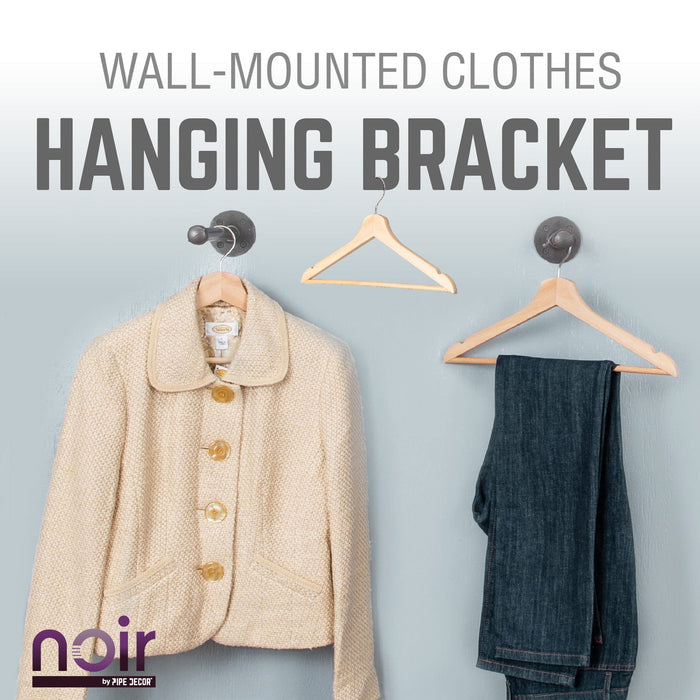 1/2 in. x 12 in. Noir Black Clothing Hanging Bracket Kit, 4 Pack - Sweatfully