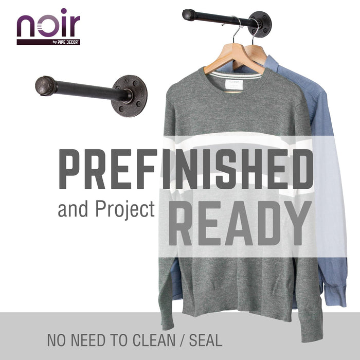 1/2 in. x 12 in. Noir Black Clothing Hanging Bracket Kit, 4 Pack - Sweatfully